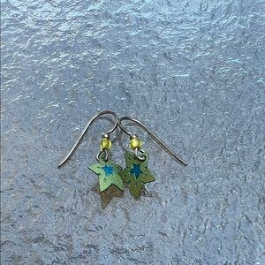 Elegant Star-Shaped Earrings in Green and Blue